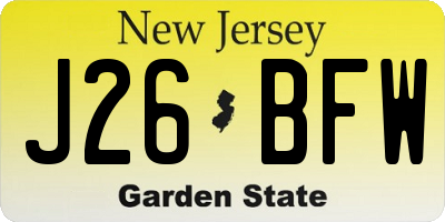NJ license plate J26BFW