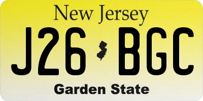 NJ license plate J26BGC