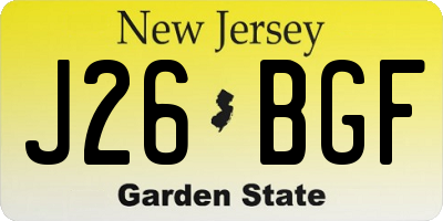 NJ license plate J26BGF