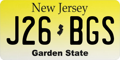 NJ license plate J26BGS