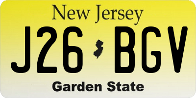 NJ license plate J26BGV