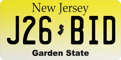 NJ license plate J26BID