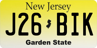 NJ license plate J26BIK