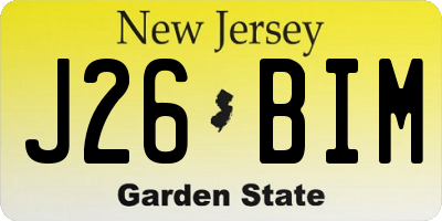 NJ license plate J26BIM