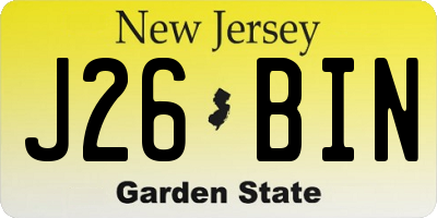 NJ license plate J26BIN