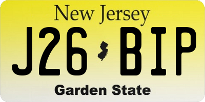 NJ license plate J26BIP
