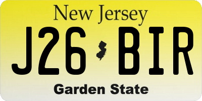 NJ license plate J26BIR