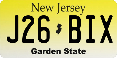 NJ license plate J26BIX