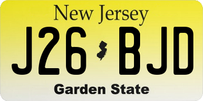 NJ license plate J26BJD