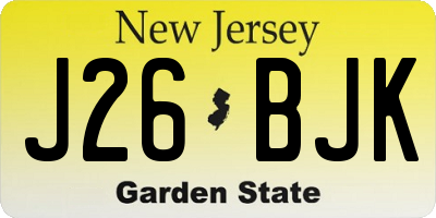 NJ license plate J26BJK