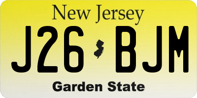 NJ license plate J26BJM