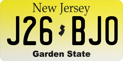 NJ license plate J26BJO