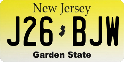NJ license plate J26BJW
