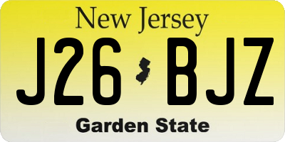 NJ license plate J26BJZ