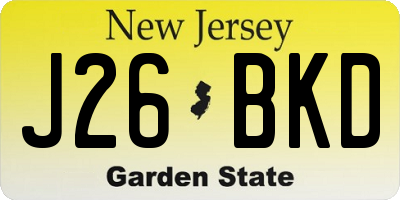 NJ license plate J26BKD