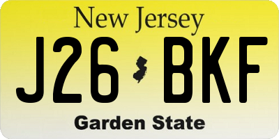 NJ license plate J26BKF