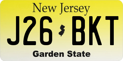 NJ license plate J26BKT
