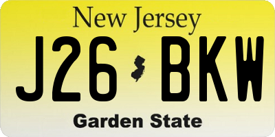 NJ license plate J26BKW