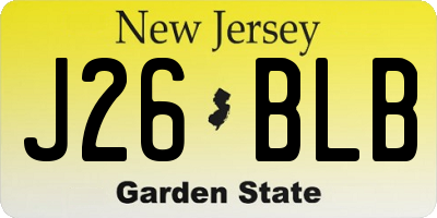 NJ license plate J26BLB