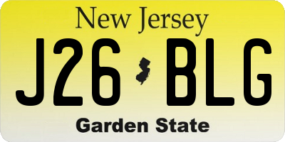 NJ license plate J26BLG