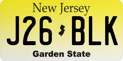 NJ license plate J26BLK