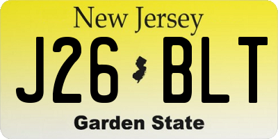 NJ license plate J26BLT