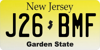 NJ license plate J26BMF
