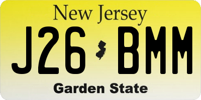 NJ license plate J26BMM