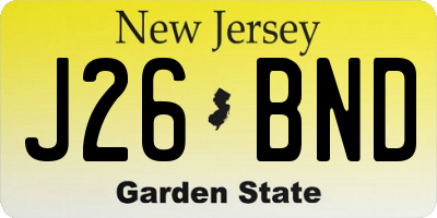 NJ license plate J26BND
