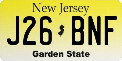 NJ license plate J26BNF