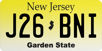 NJ license plate J26BNI