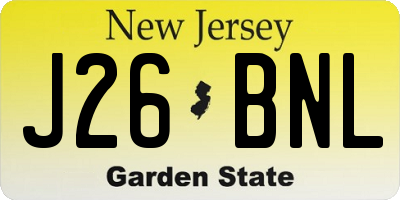 NJ license plate J26BNL
