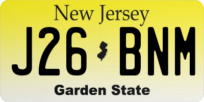 NJ license plate J26BNM