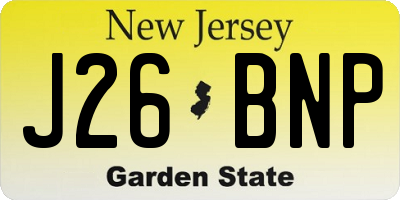 NJ license plate J26BNP