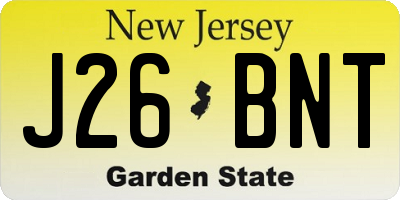 NJ license plate J26BNT