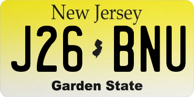 NJ license plate J26BNU