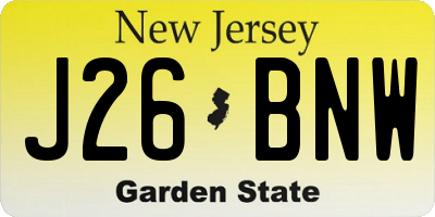 NJ license plate J26BNW