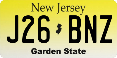 NJ license plate J26BNZ