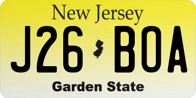 NJ license plate J26BOA