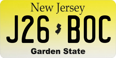 NJ license plate J26BOC