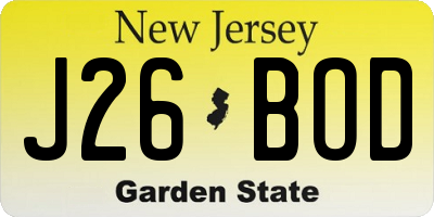 NJ license plate J26BOD