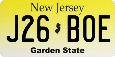 NJ license plate J26BOE