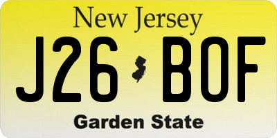 NJ license plate J26BOF