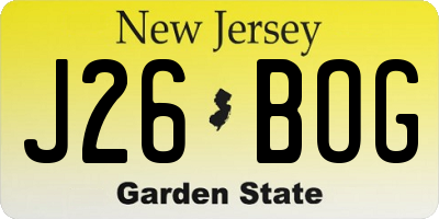 NJ license plate J26BOG