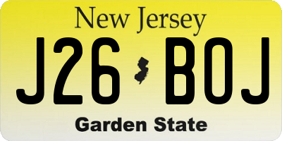 NJ license plate J26BOJ