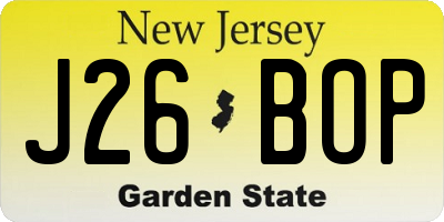NJ license plate J26BOP