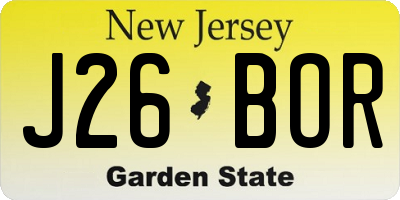 NJ license plate J26BOR