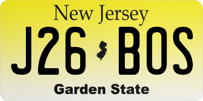 NJ license plate J26BOS