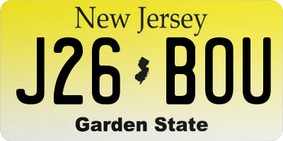 NJ license plate J26BOU