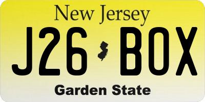 NJ license plate J26BOX